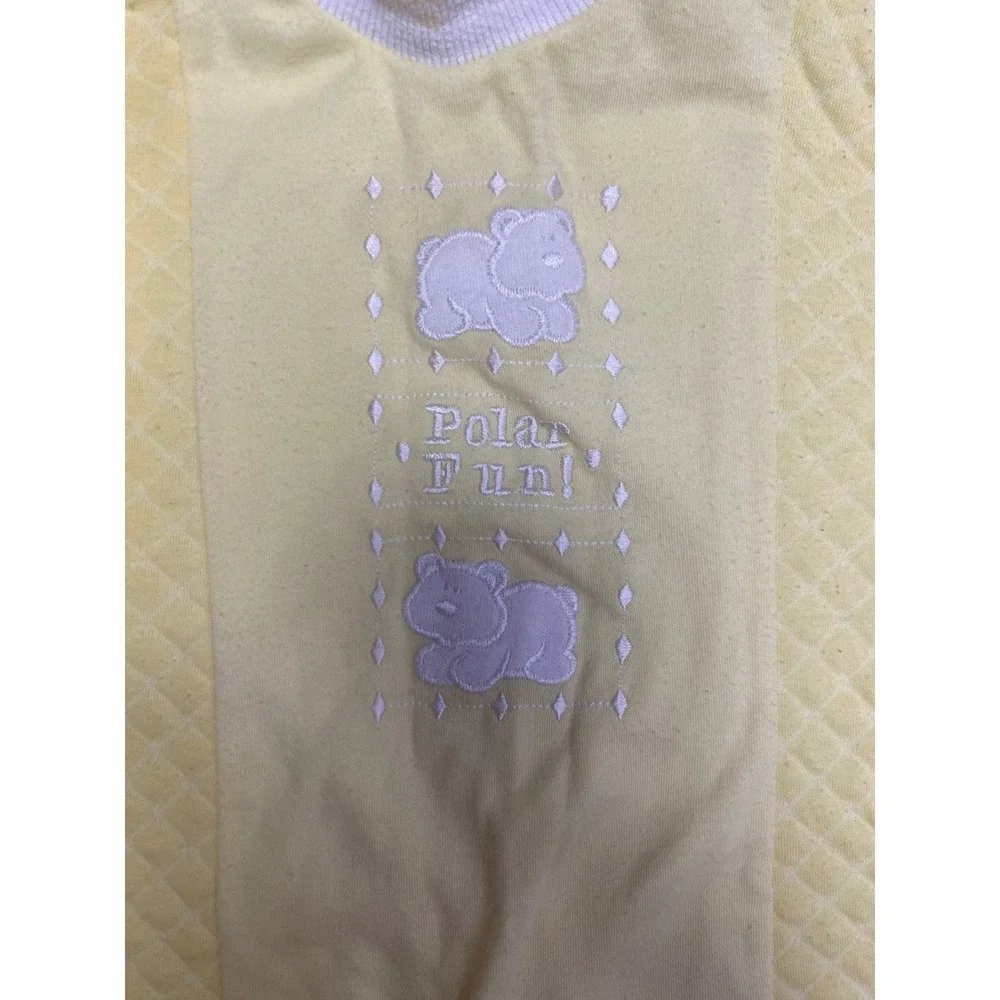 Little Miracles Vintage Baby Pajamas‎ Yellow Polar Bear  Quilted Size 6/9 Months